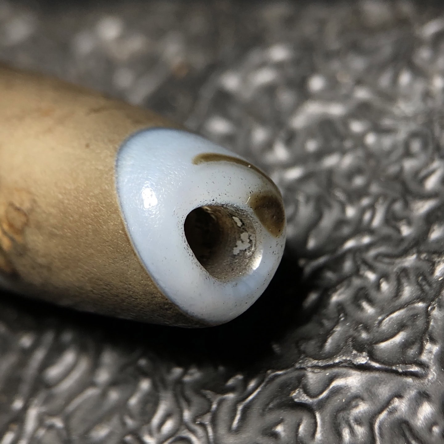 Chinese Natural Jade Carved Dzi beads