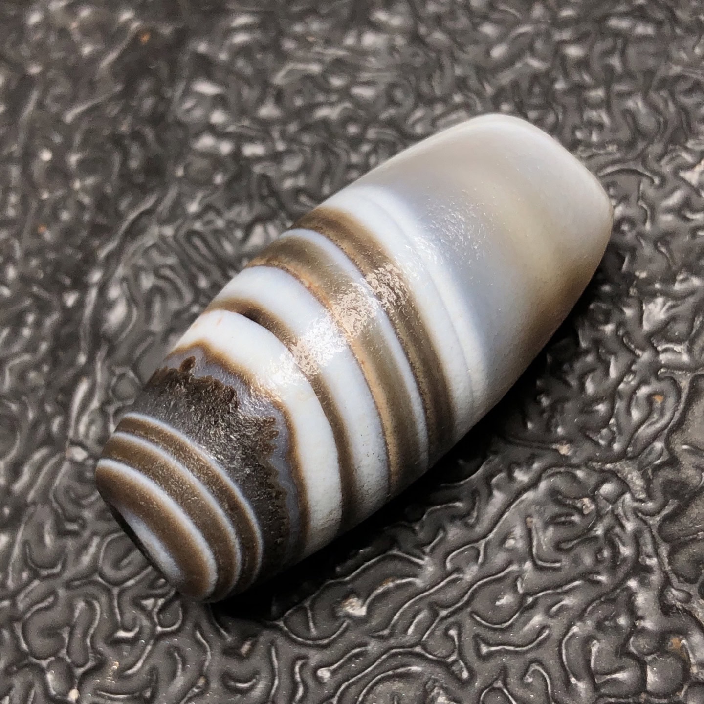 Chinese Natural Jade Carved Dzi beads