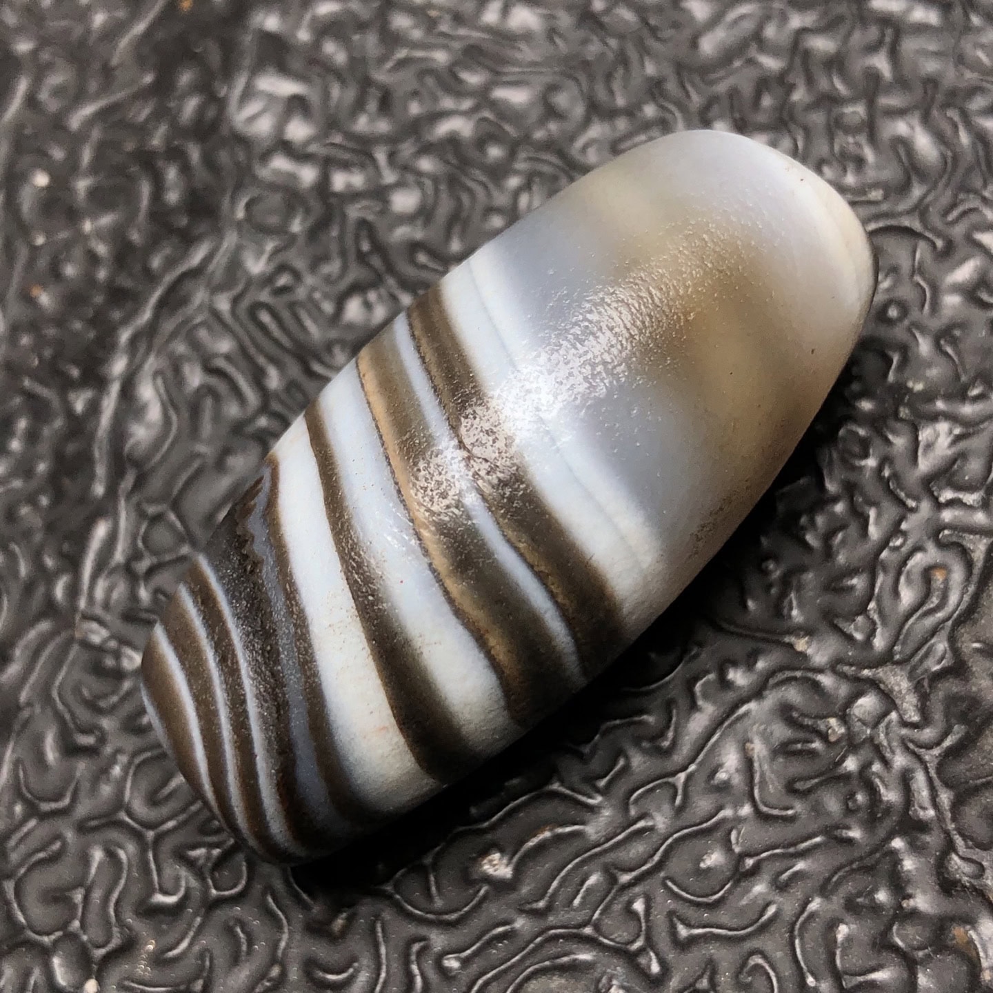 Chinese Natural Jade Carved Dzi beads