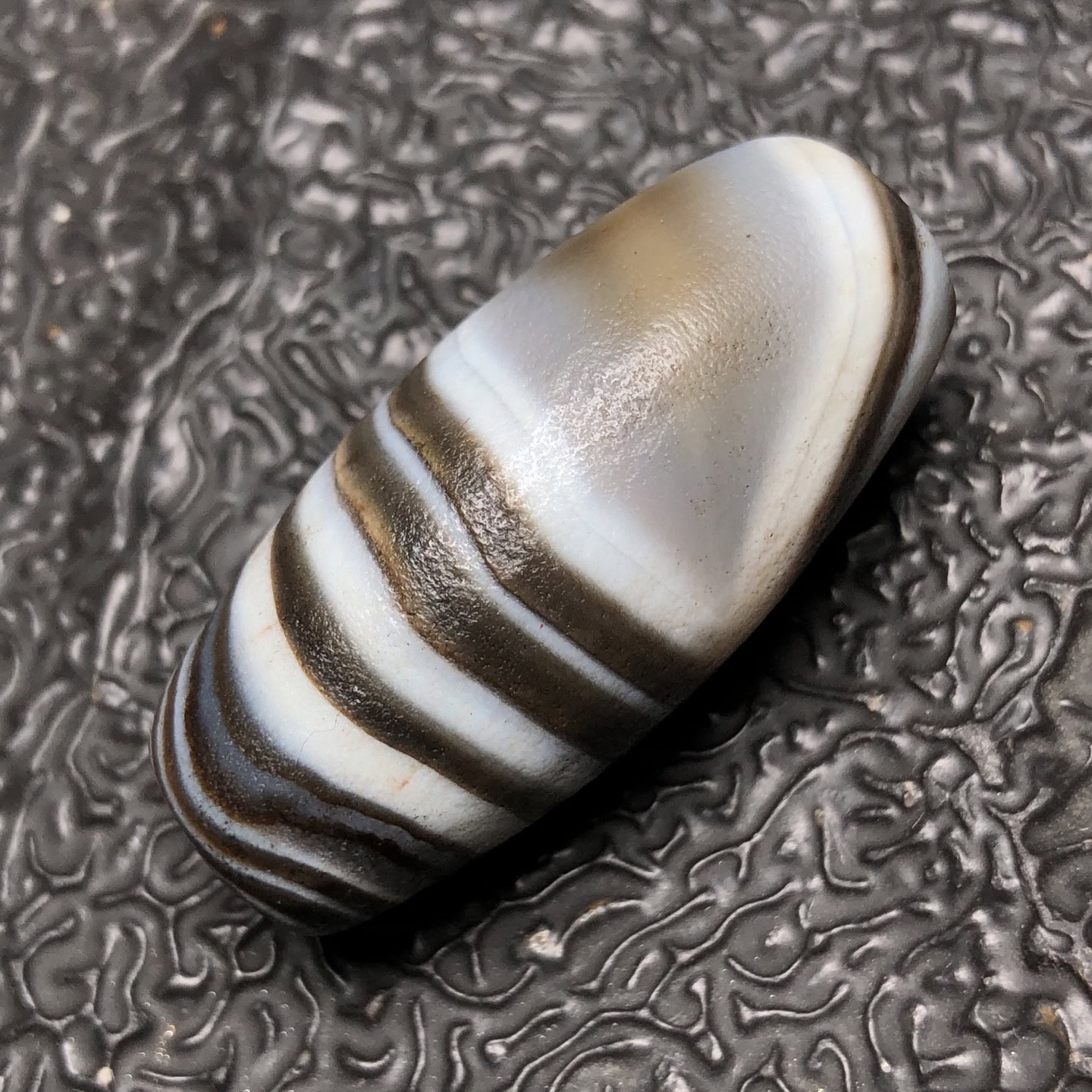 Chinese Natural Jade Carved Dzi beads