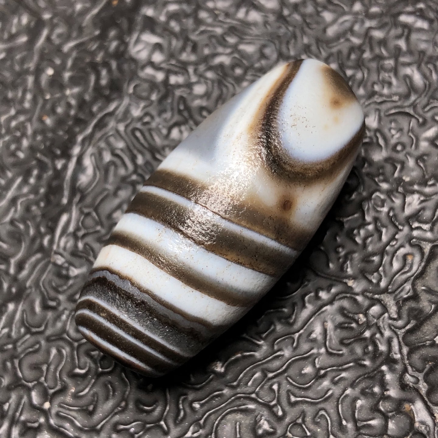 Chinese Natural Jade Carved Dzi beads
