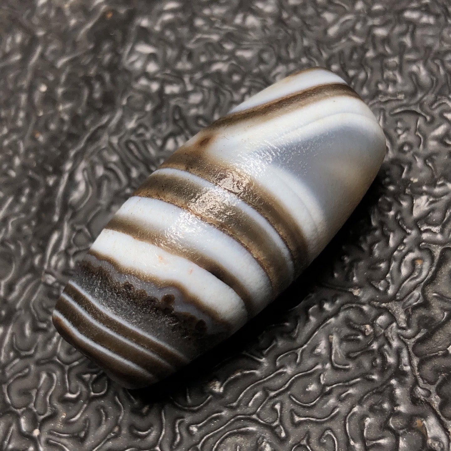 Chinese Natural Jade Carved Dzi beads