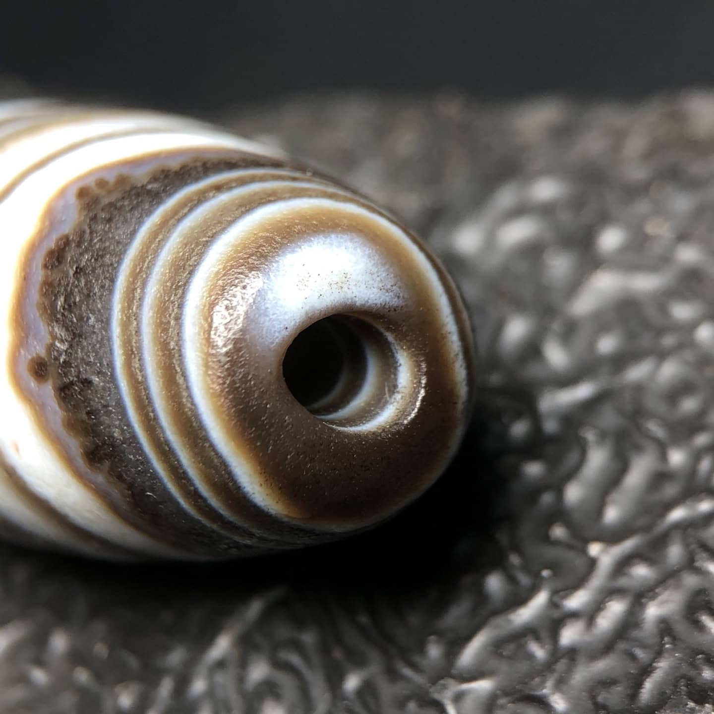 Chinese Natural Jade Carved Dzi beads