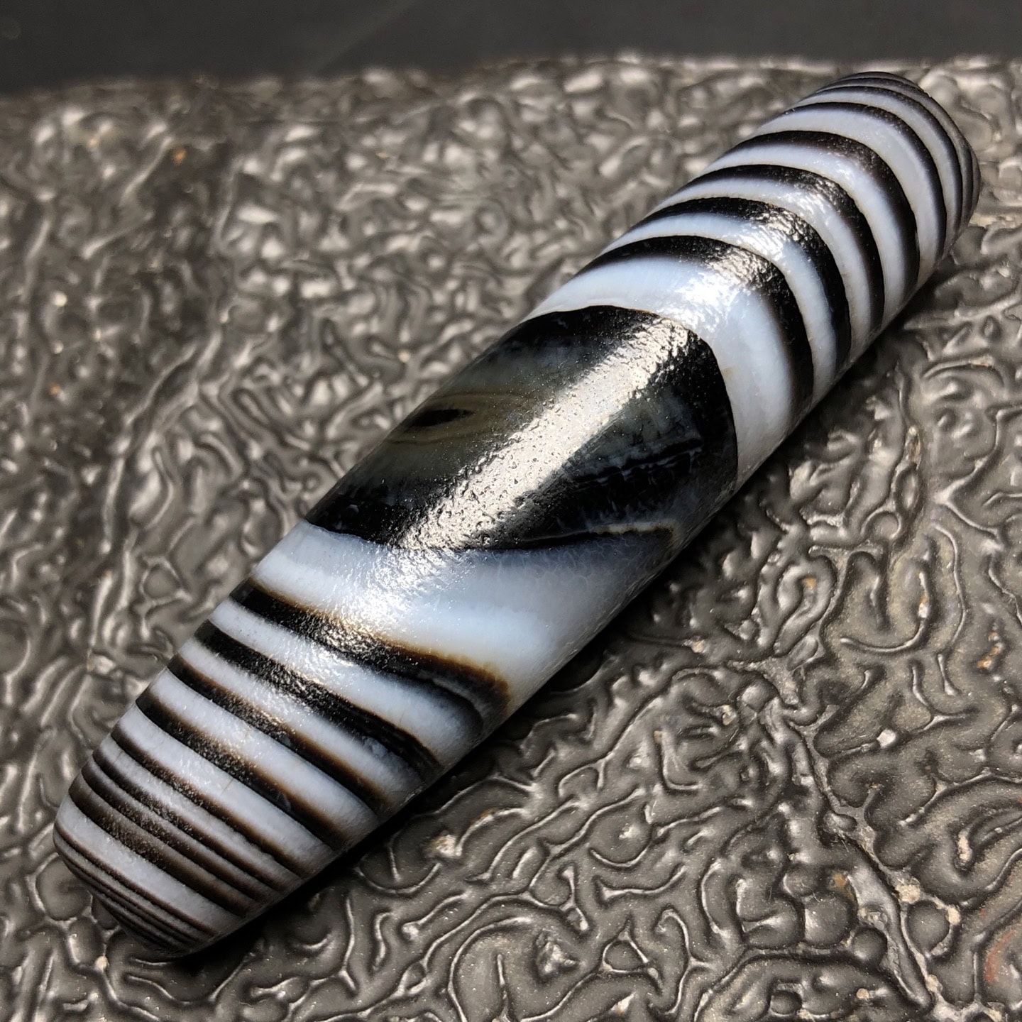 Chinese Natural Jade Carved Dzi beads