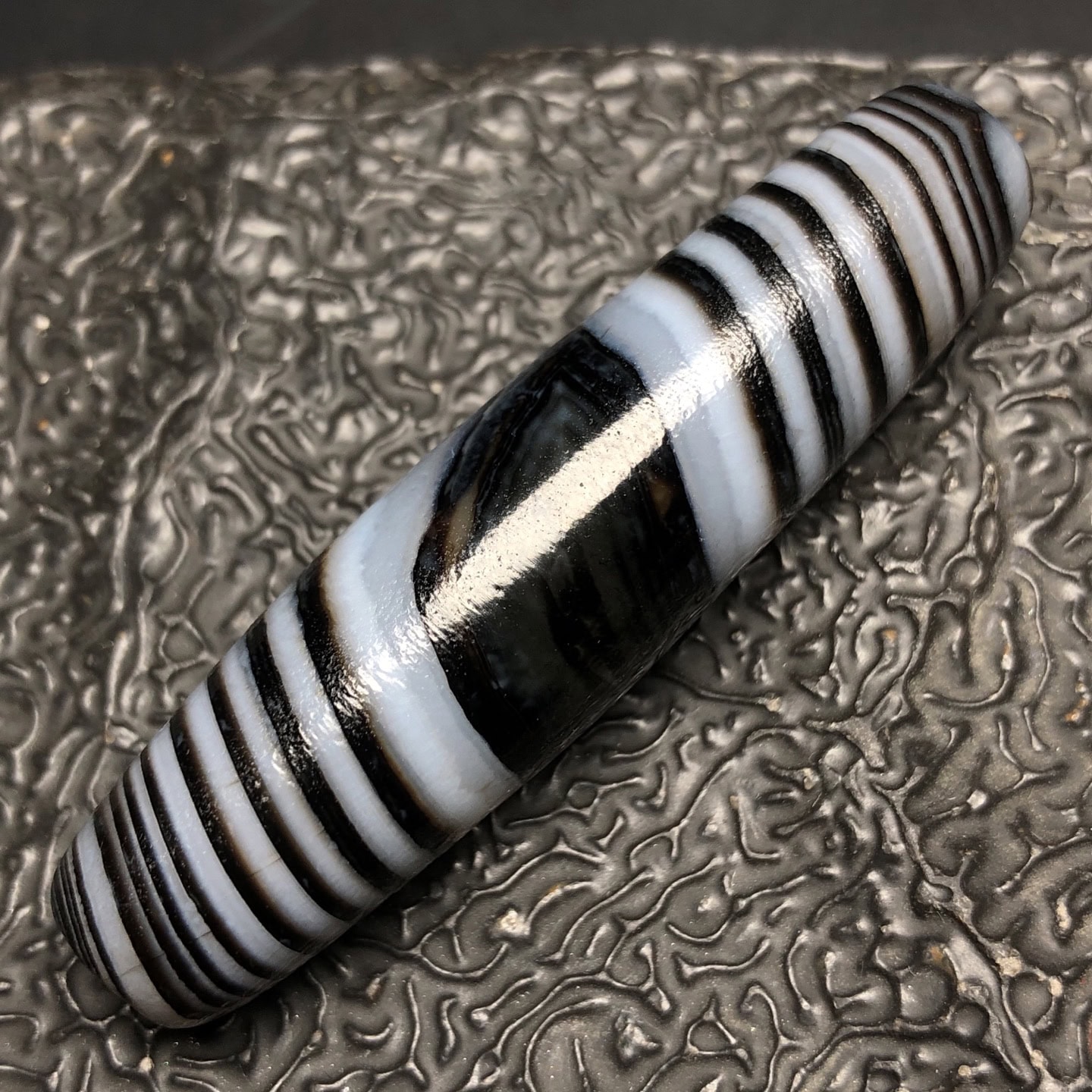 Chinese Natural Jade Carved Dzi beads