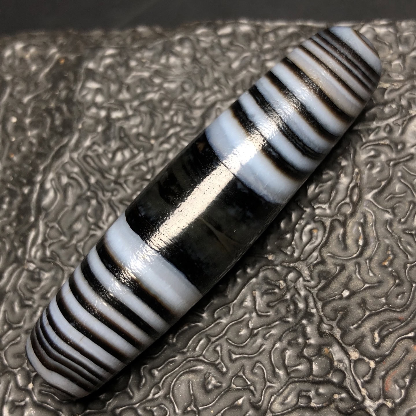 Chinese Natural Jade Carved Dzi beads