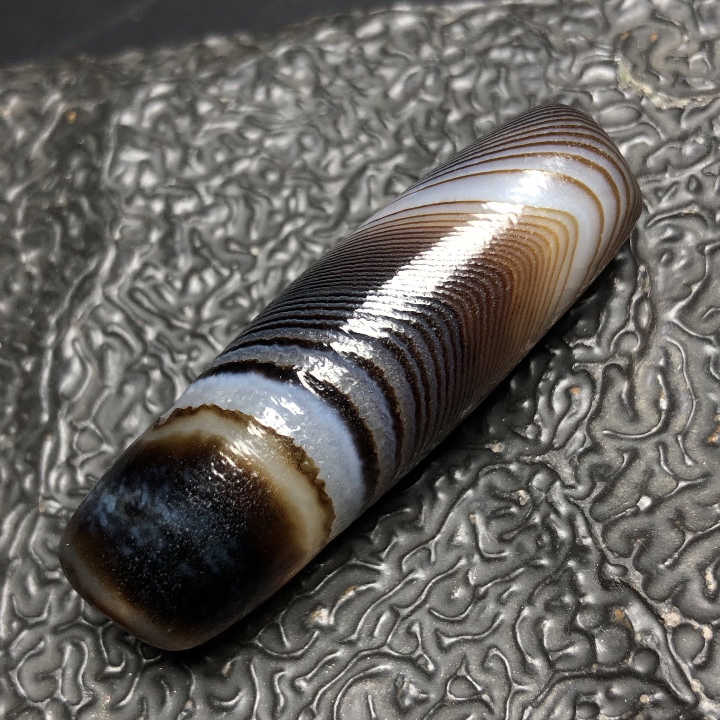 Chinese Natural Jade Carved Dzi beads