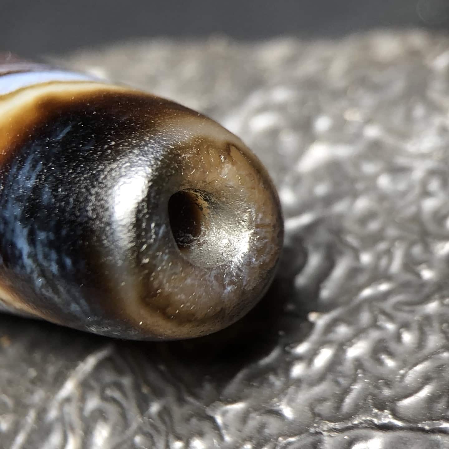 Chinese Natural Jade Carved Dzi beads