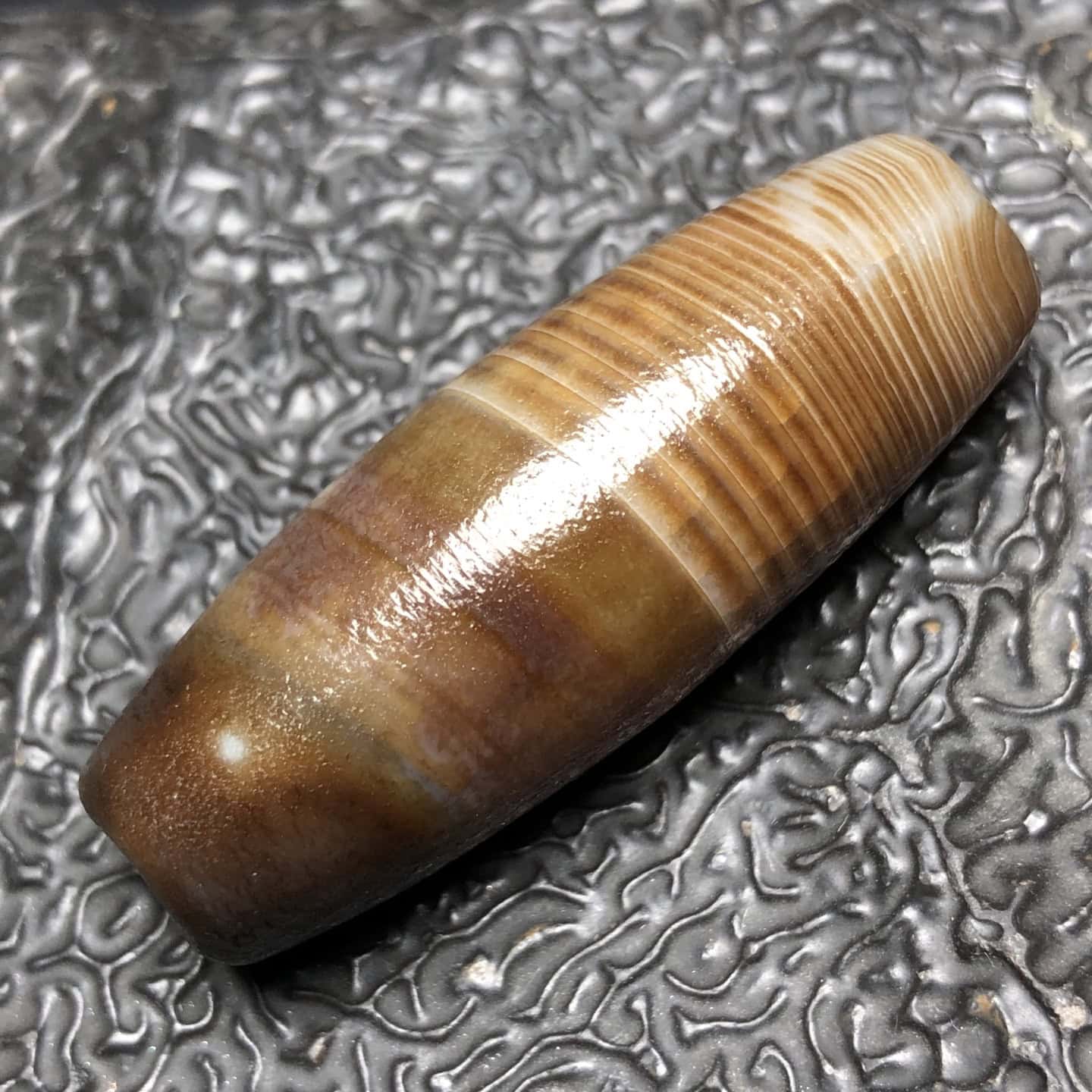 Chinese Natural Jade Carved Dzi beads