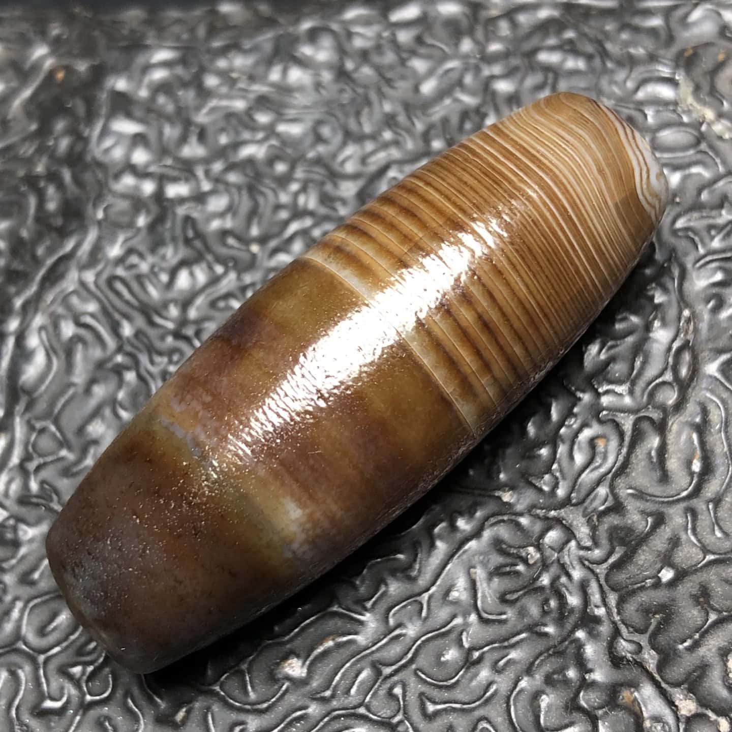 Chinese Natural Jade Carved Dzi beads