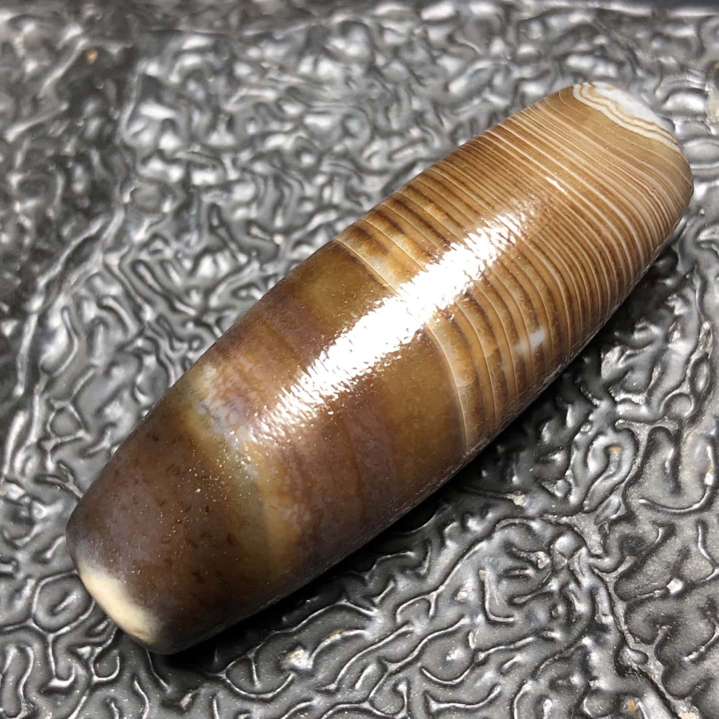 Chinese Natural Jade Carved Dzi beads