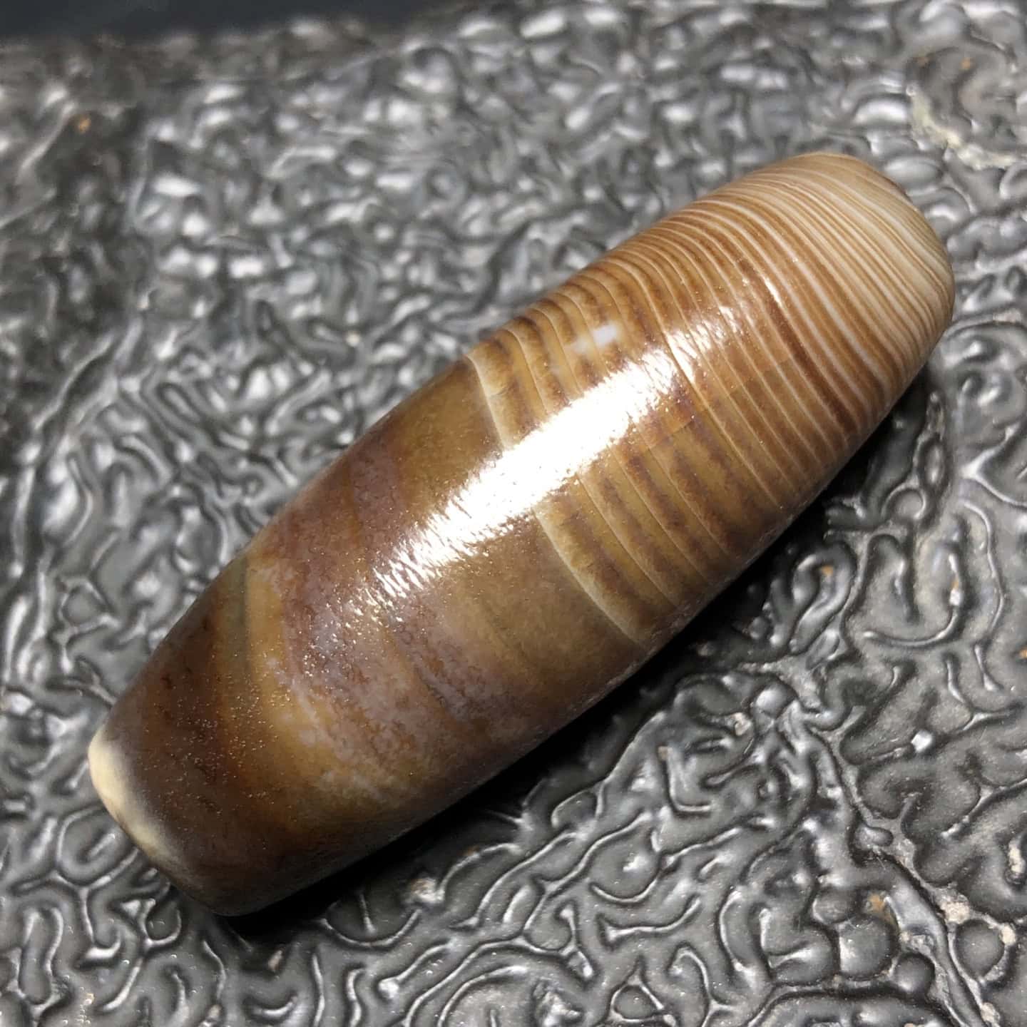 Chinese Natural Jade Carved Dzi beads