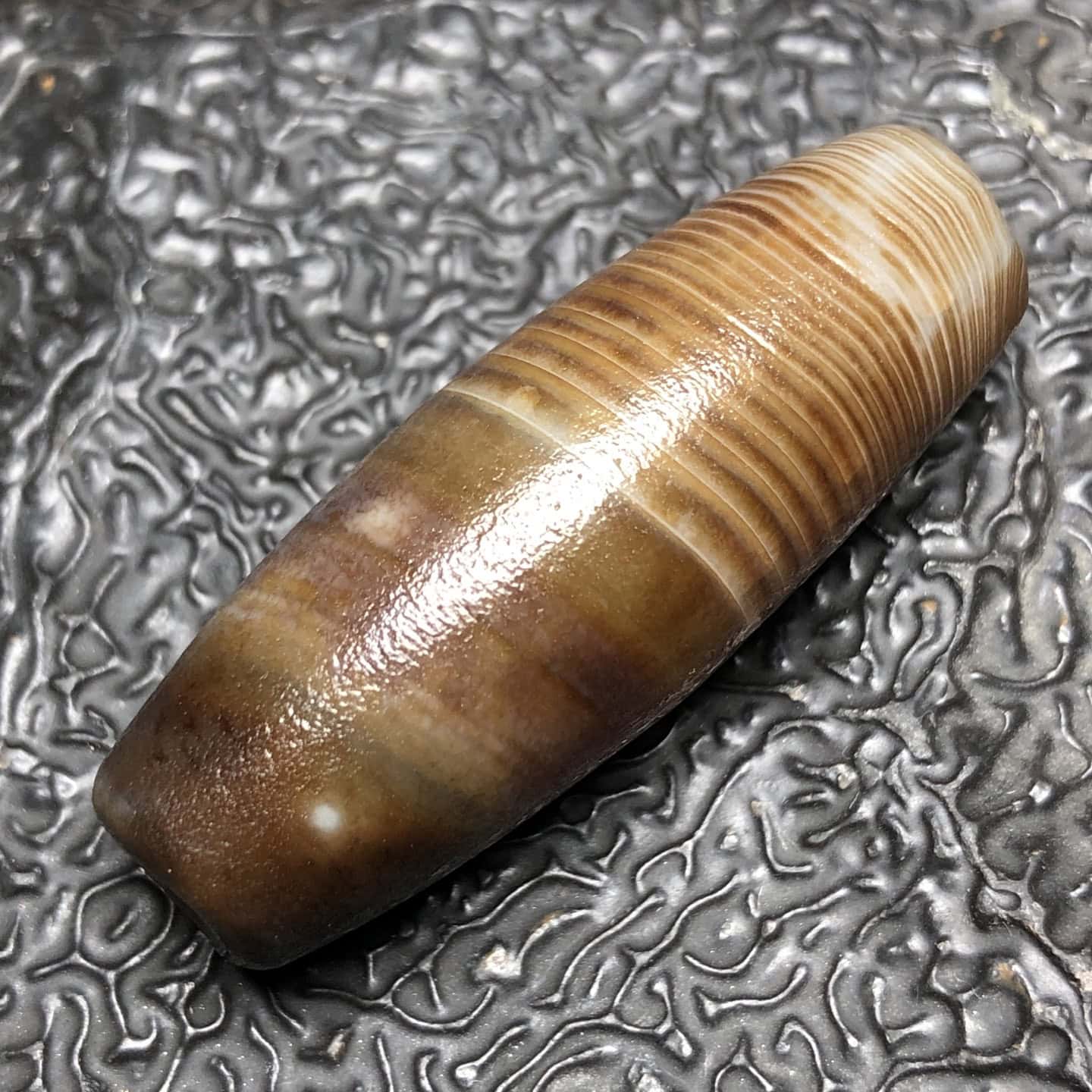 Chinese Natural Jade Carved Dzi beads