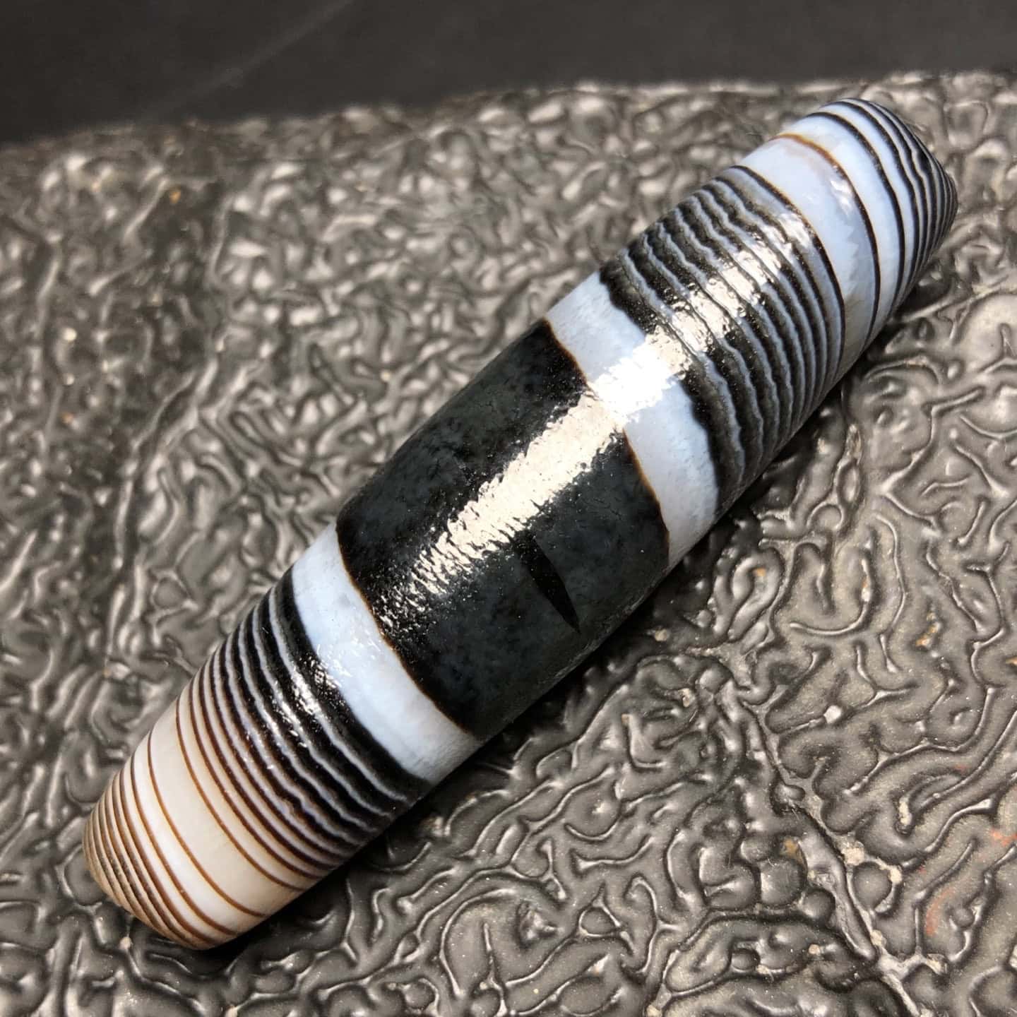 Chinese Natural Jade Carved Dzi beads