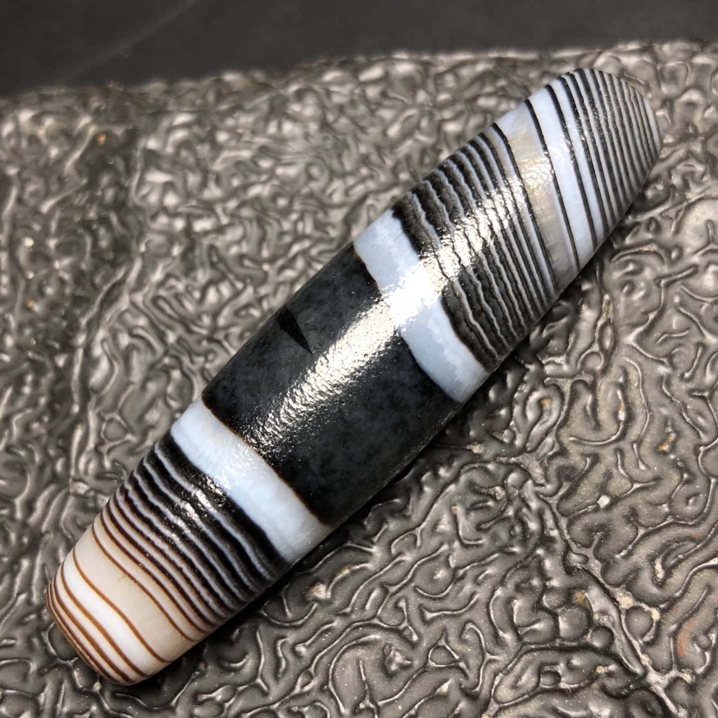 Chinese Natural Jade Carved Dzi beads