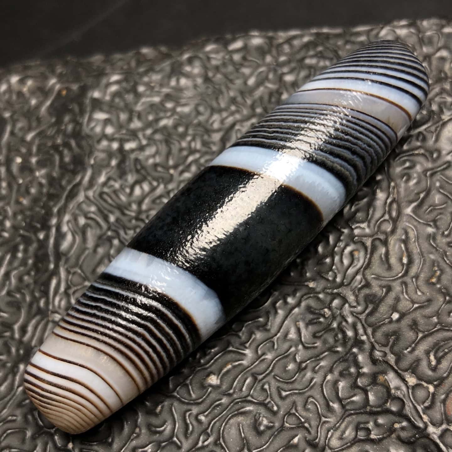Chinese Natural Jade Carved Dzi beads