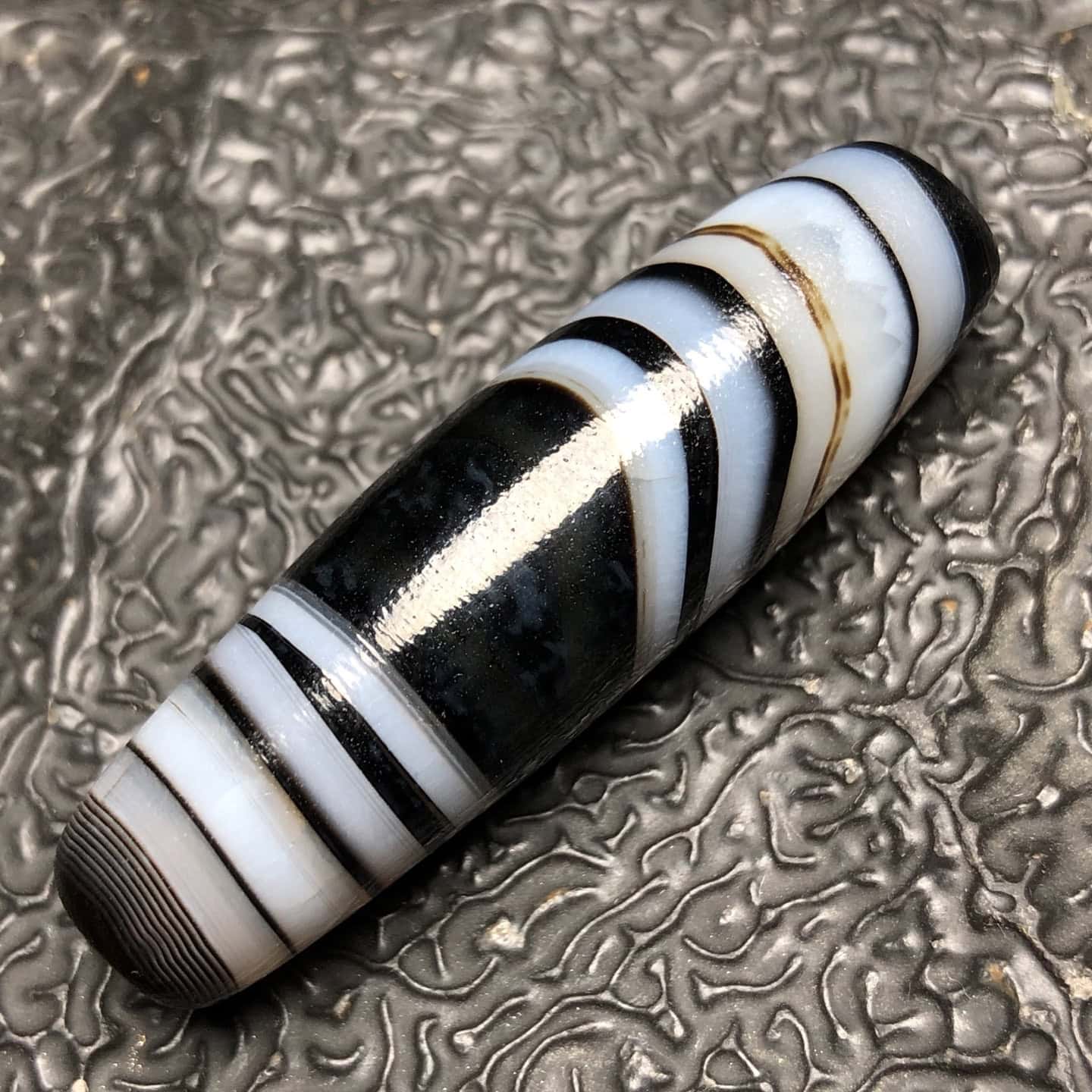 Chinese Natural Jade Carved Dzi beads