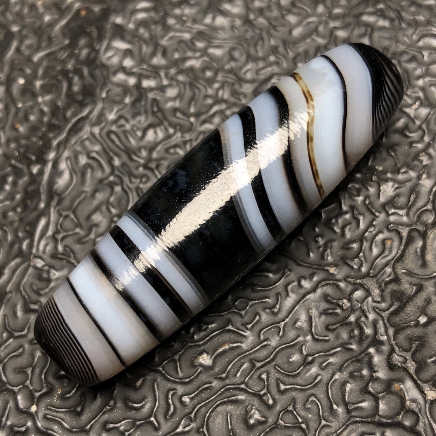 Chinese Natural Jade Carved Dzi beads