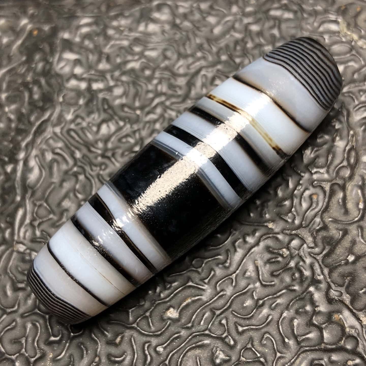 Chinese Natural Jade Carved Dzi beads