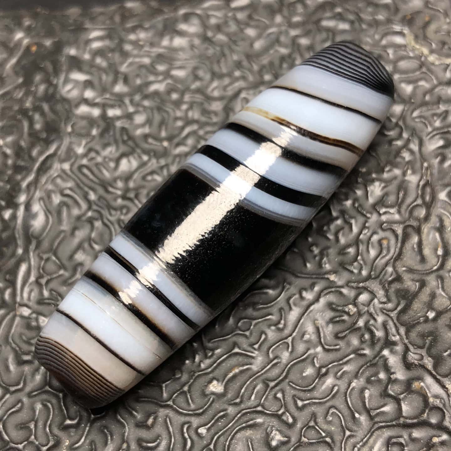 Chinese Natural Jade Carved Dzi beads