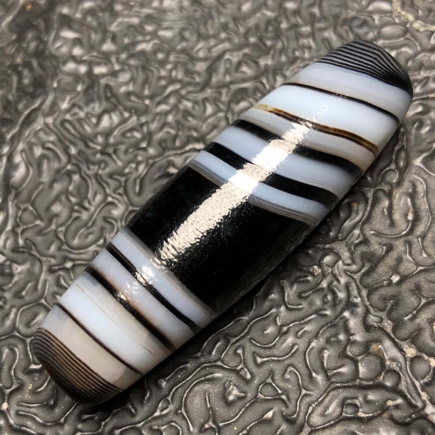 Chinese Natural Jade Carved Dzi beads