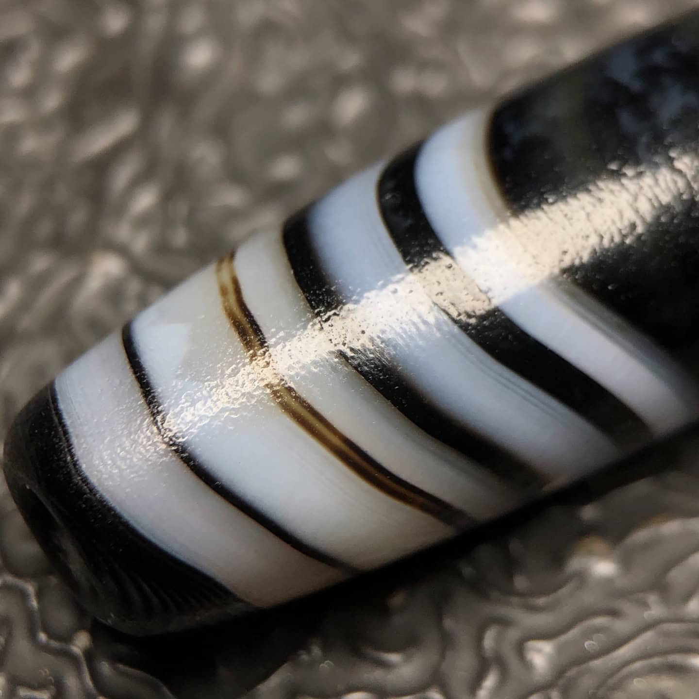 Chinese Natural Jade Carved Dzi beads