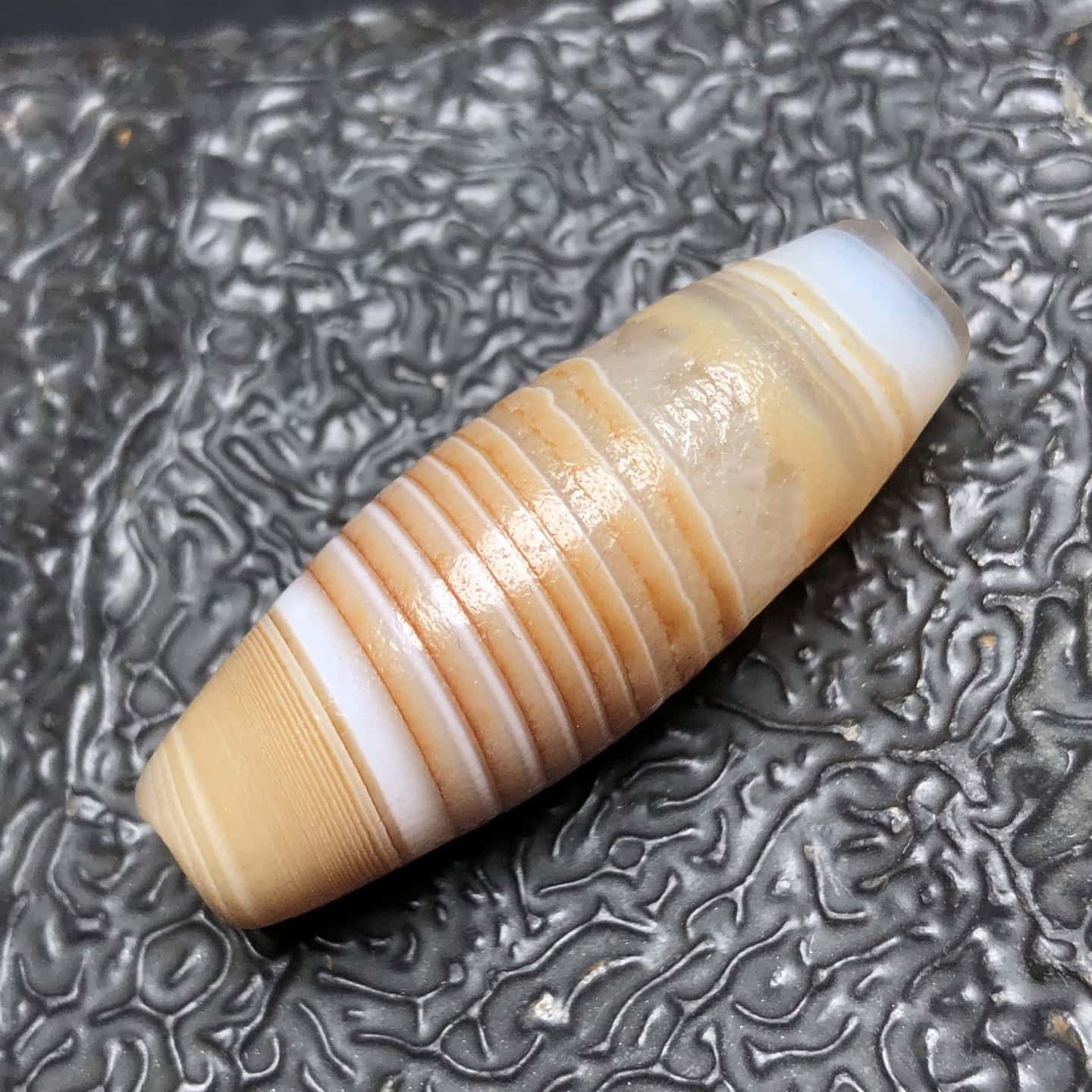 Chinese Natural Jade Carved Dzi beads