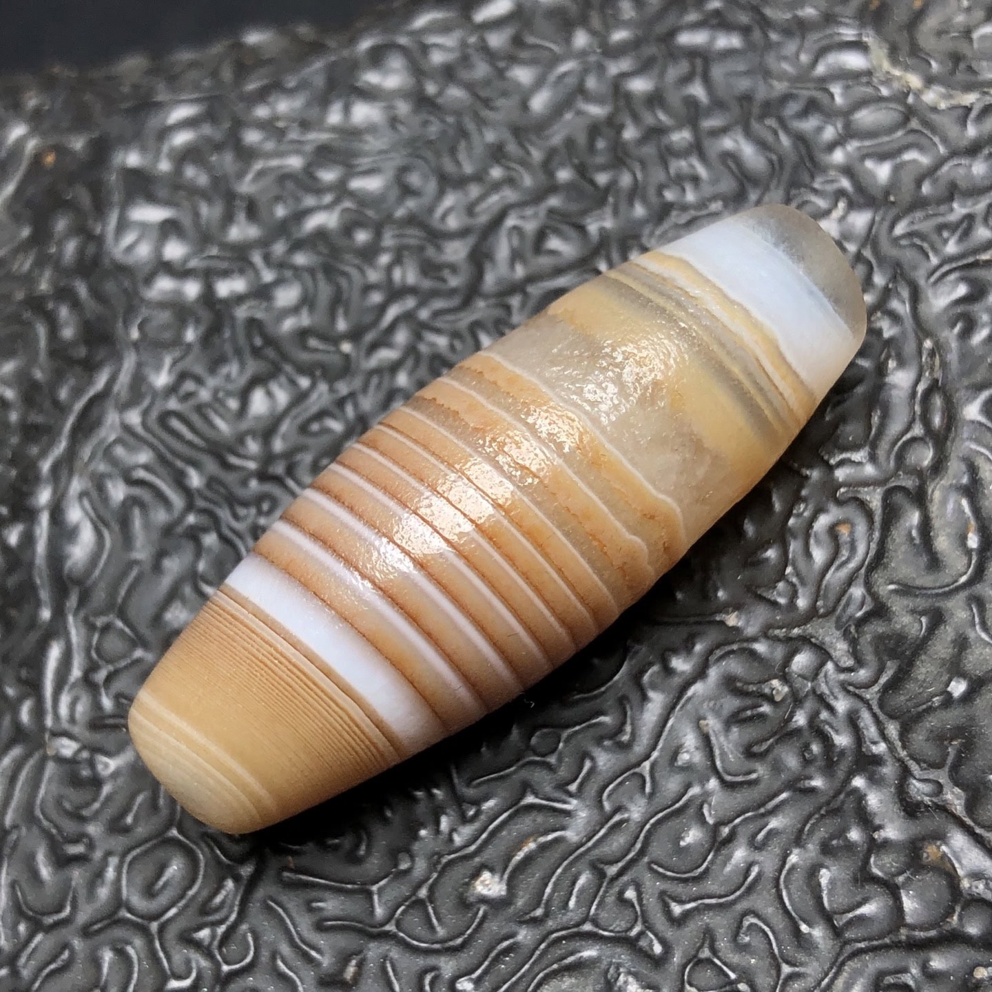Chinese Natural Jade Carved Dzi beads
