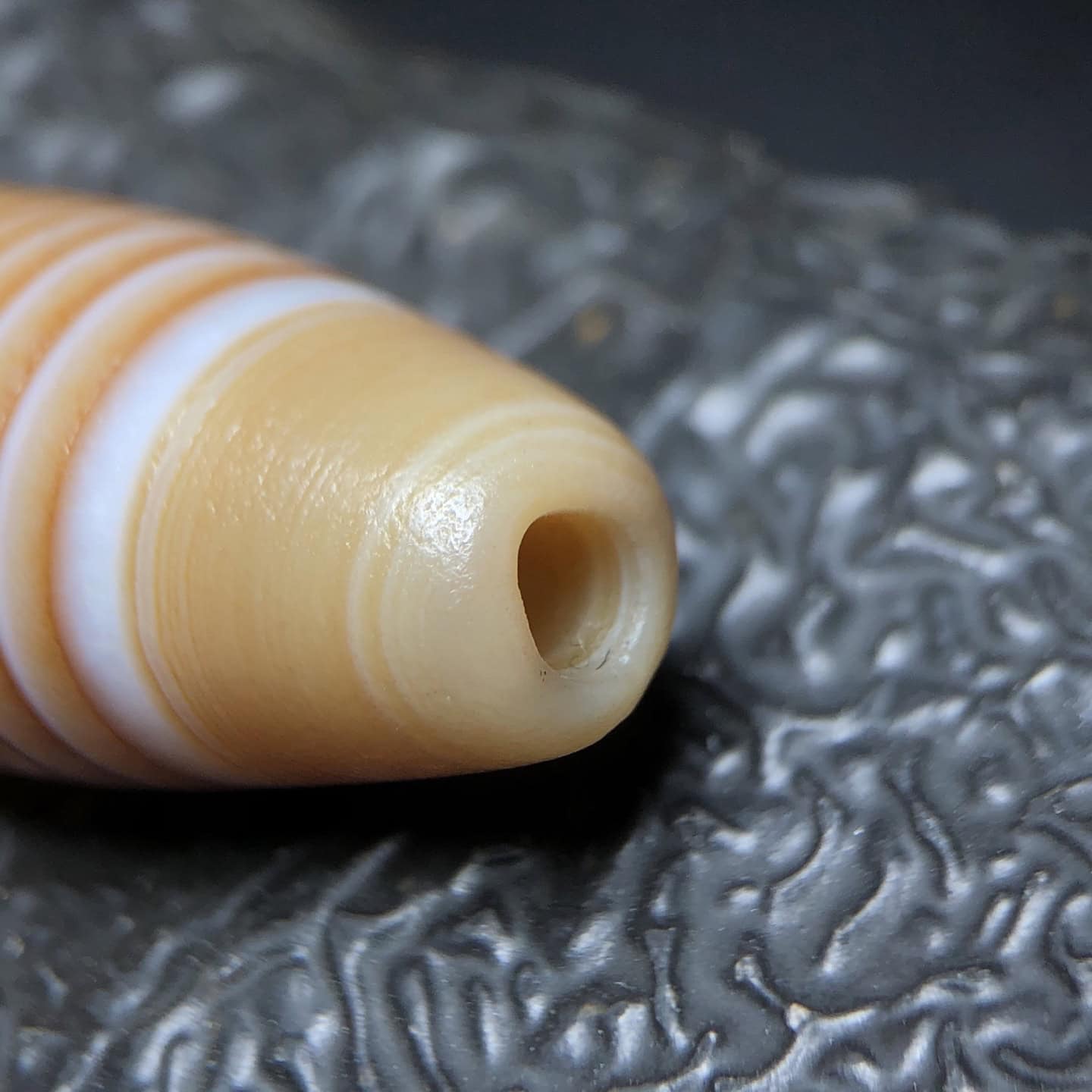 Chinese Natural Jade Carved Dzi beads