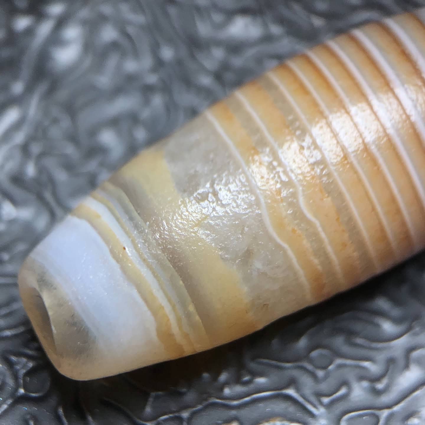 Chinese Natural Jade Carved Dzi beads