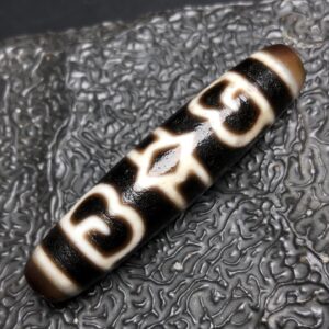 Chinese Natural Jade Carved Dzi beads