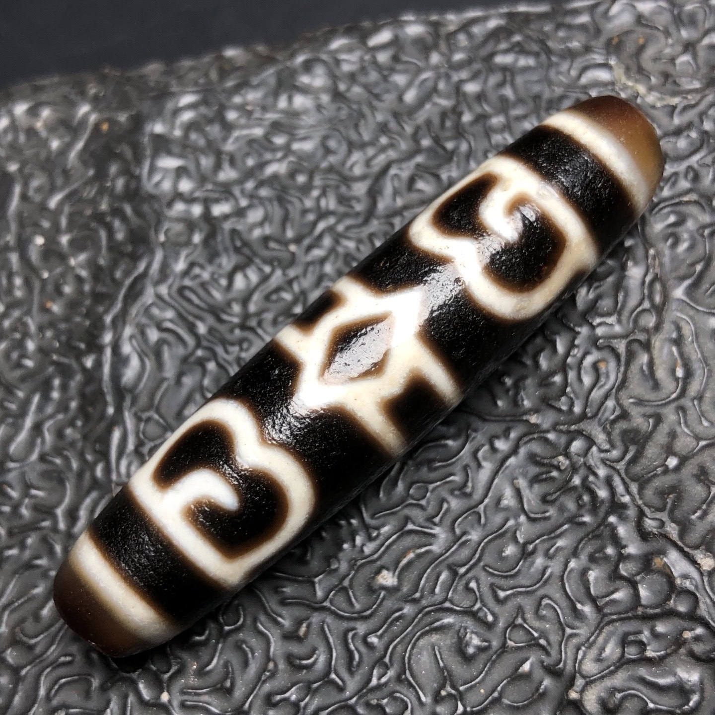 Chinese Natural Jade Carved Dzi beads