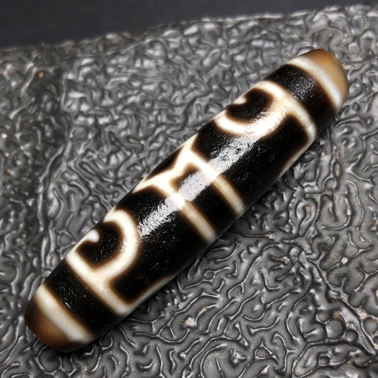 Chinese Natural Jade Carved Dzi beads