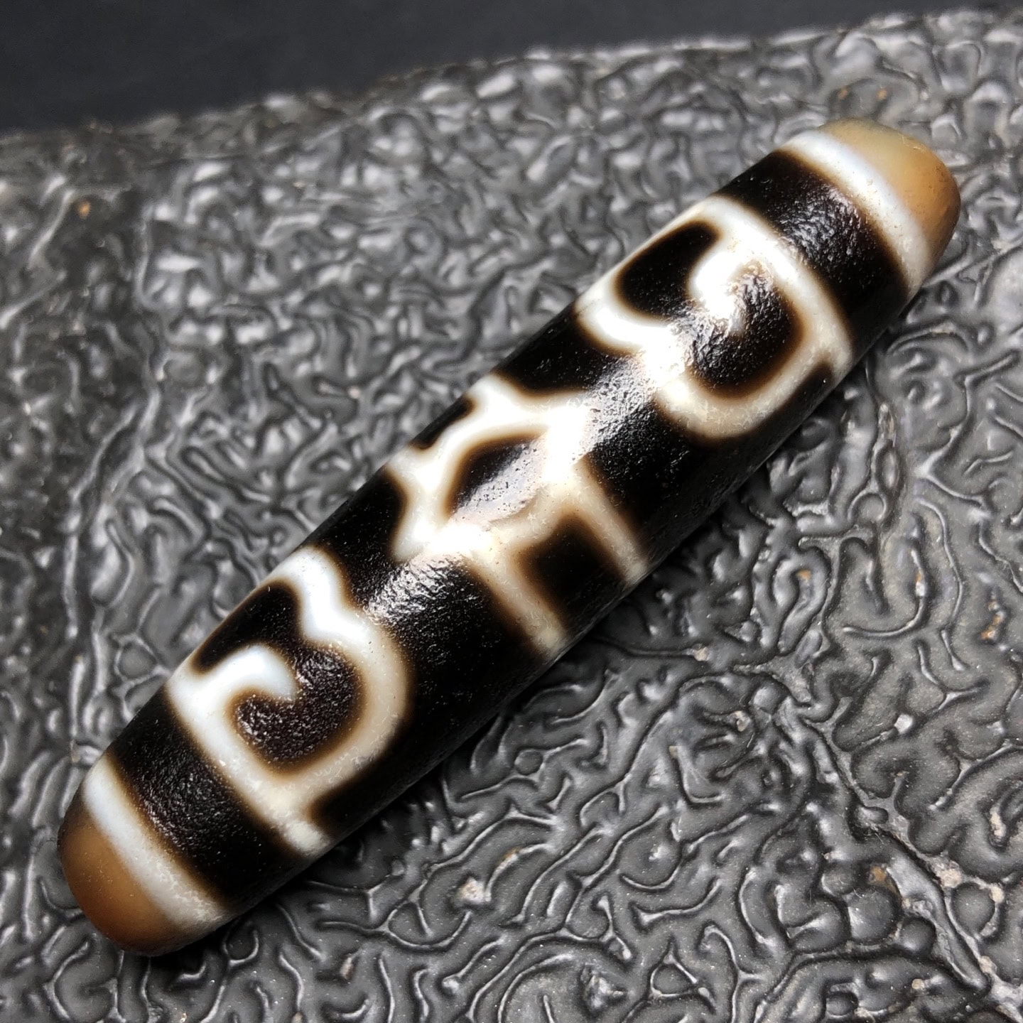Chinese Natural Jade Carved Dzi beads