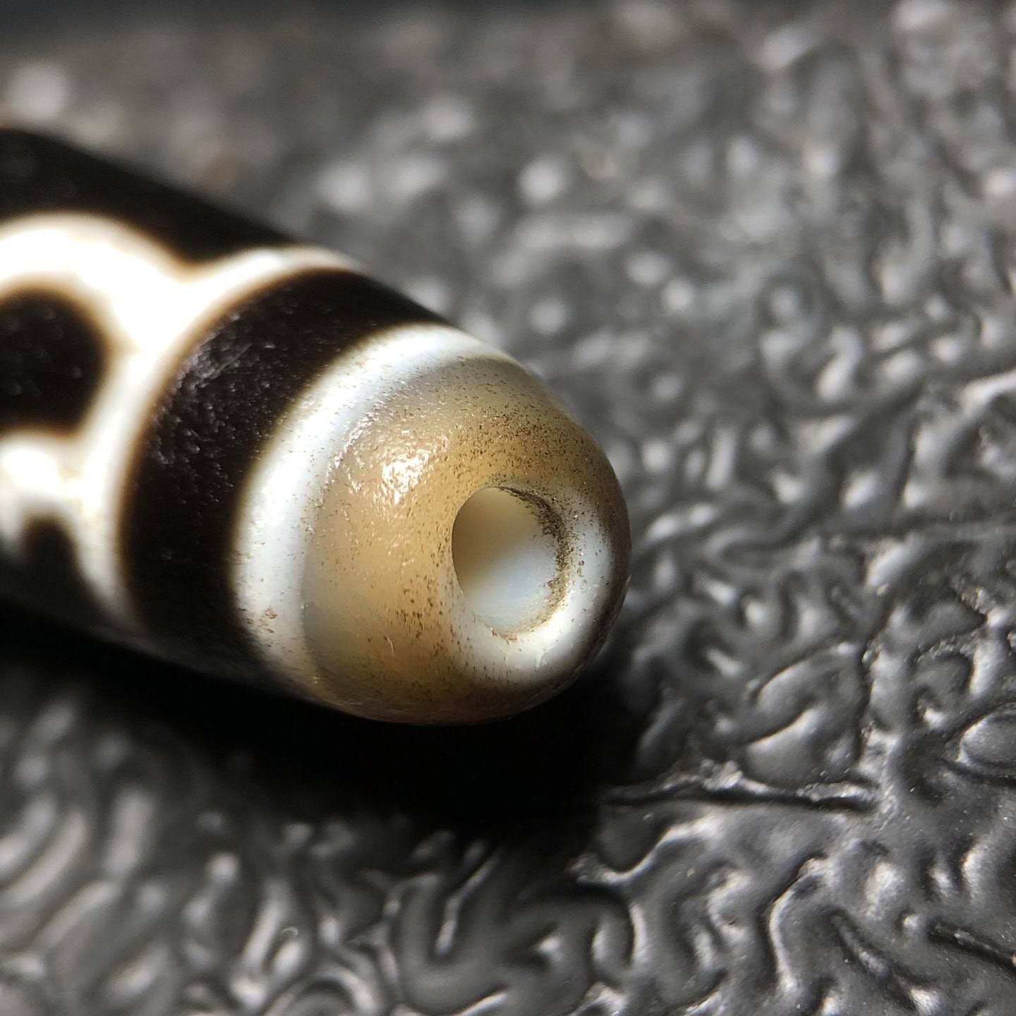 Chinese Natural Jade Carved Dzi beads