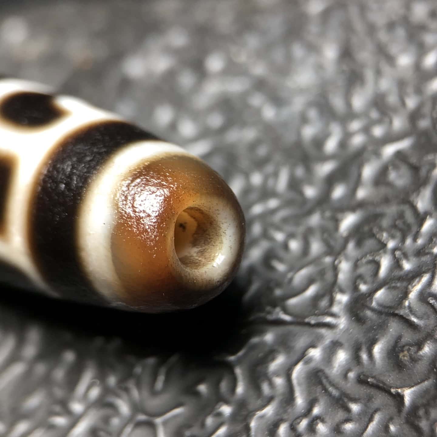 Chinese Natural Jade Carved Dzi beads