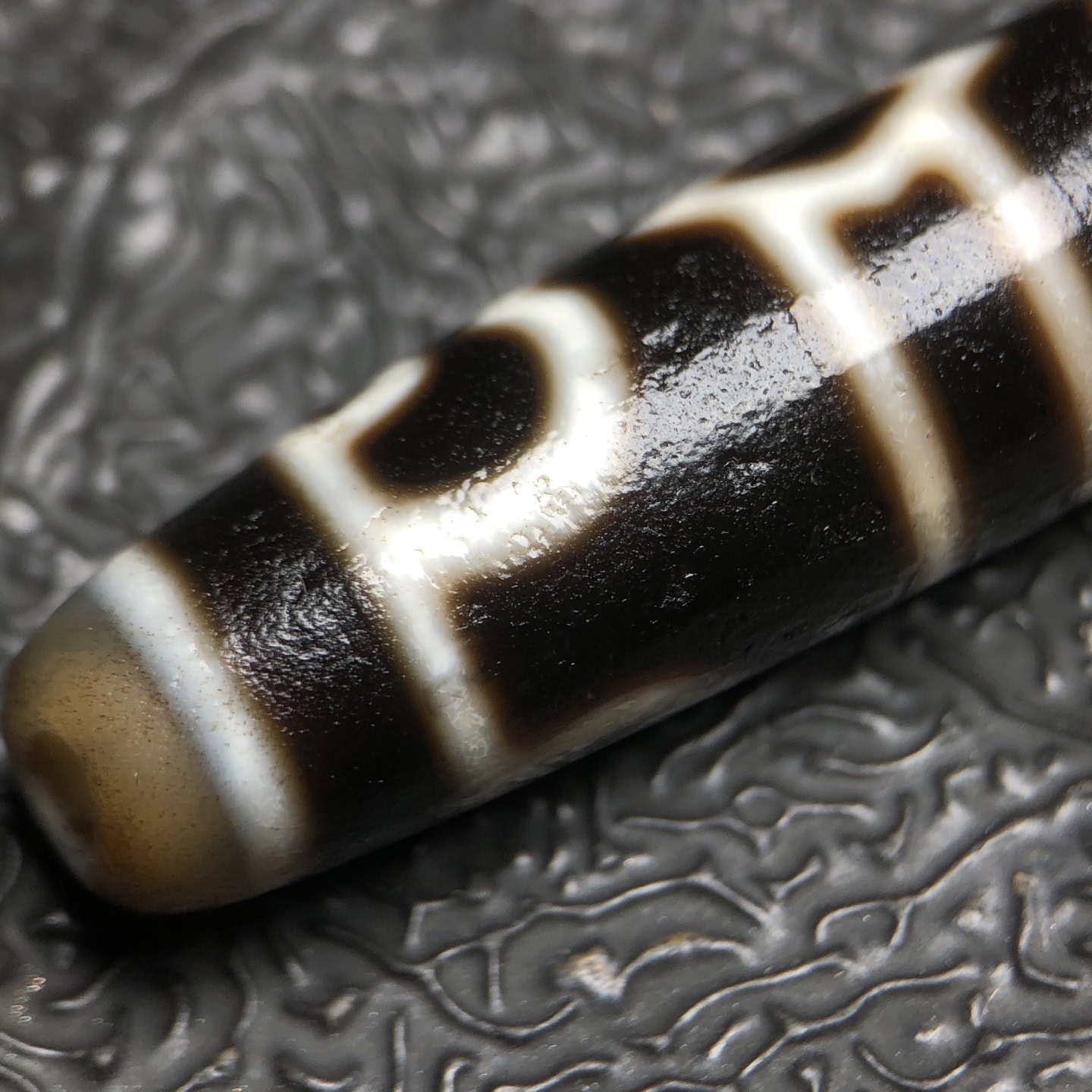 Chinese Natural Jade Carved Dzi beads