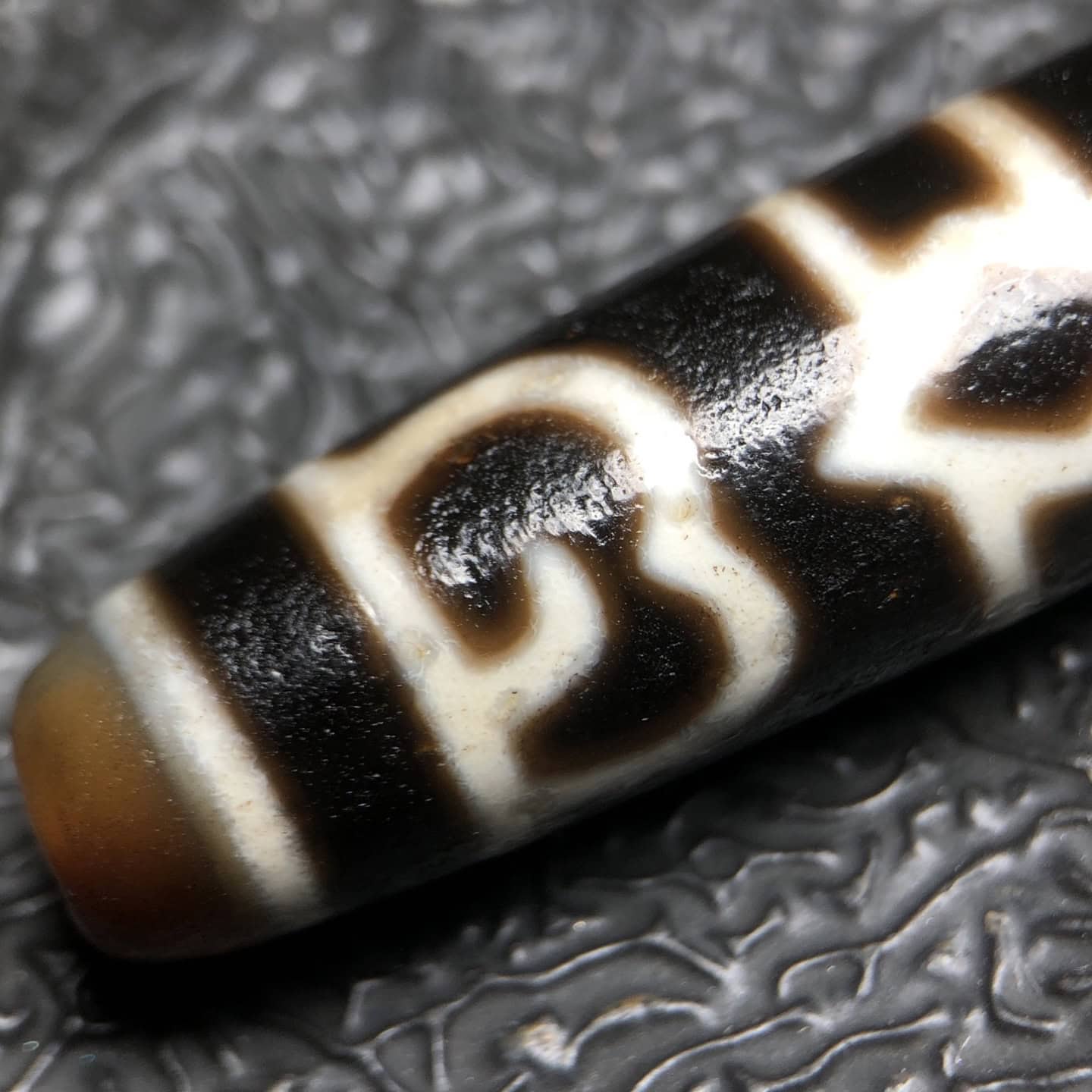 Chinese Natural Jade Carved Dzi beads