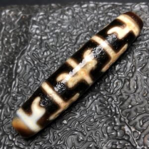 Chinese Natural Jade Carved Dzi beads