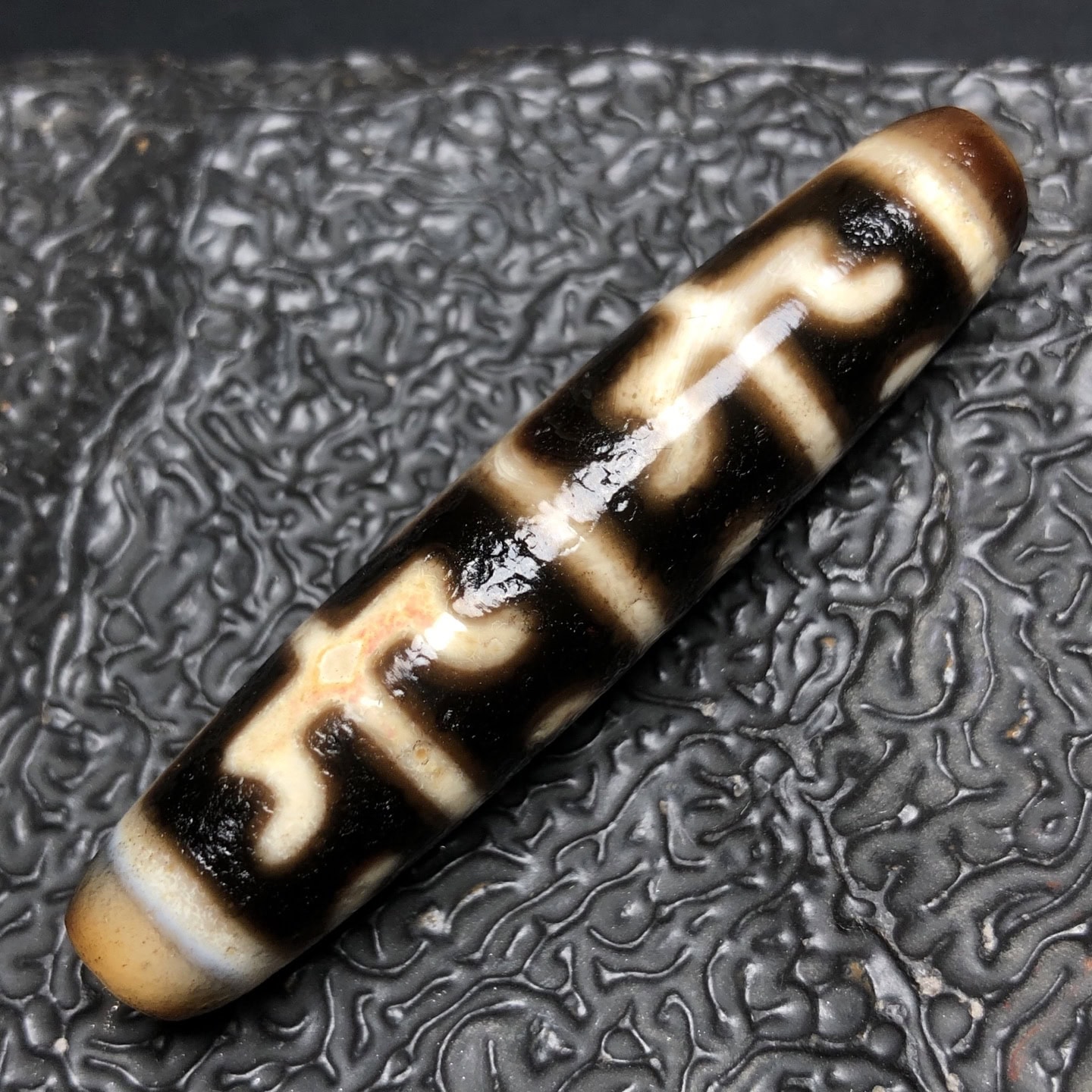 Chinese Natural Jade Carved Dzi beads