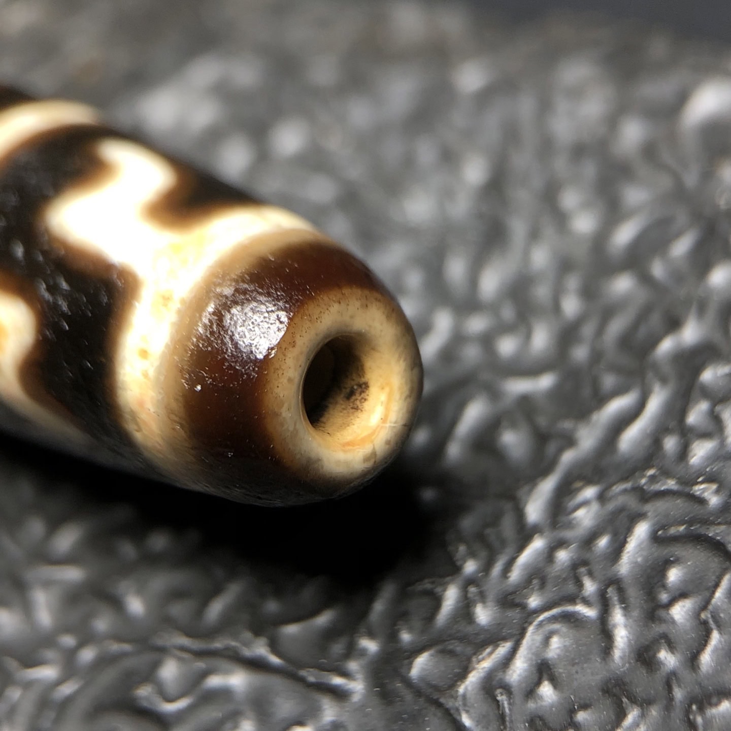 Chinese Natural Jade Carved Dzi beads