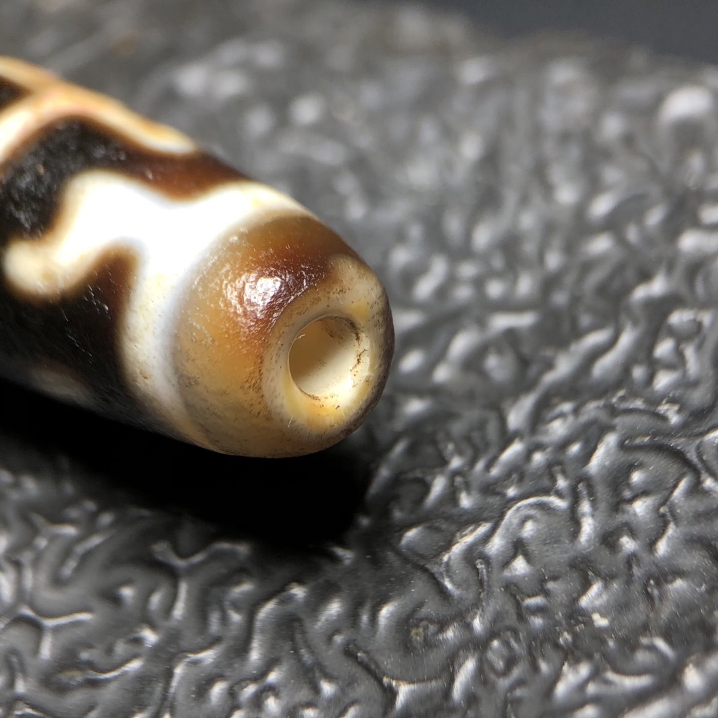 Chinese Natural Jade Carved Dzi beads