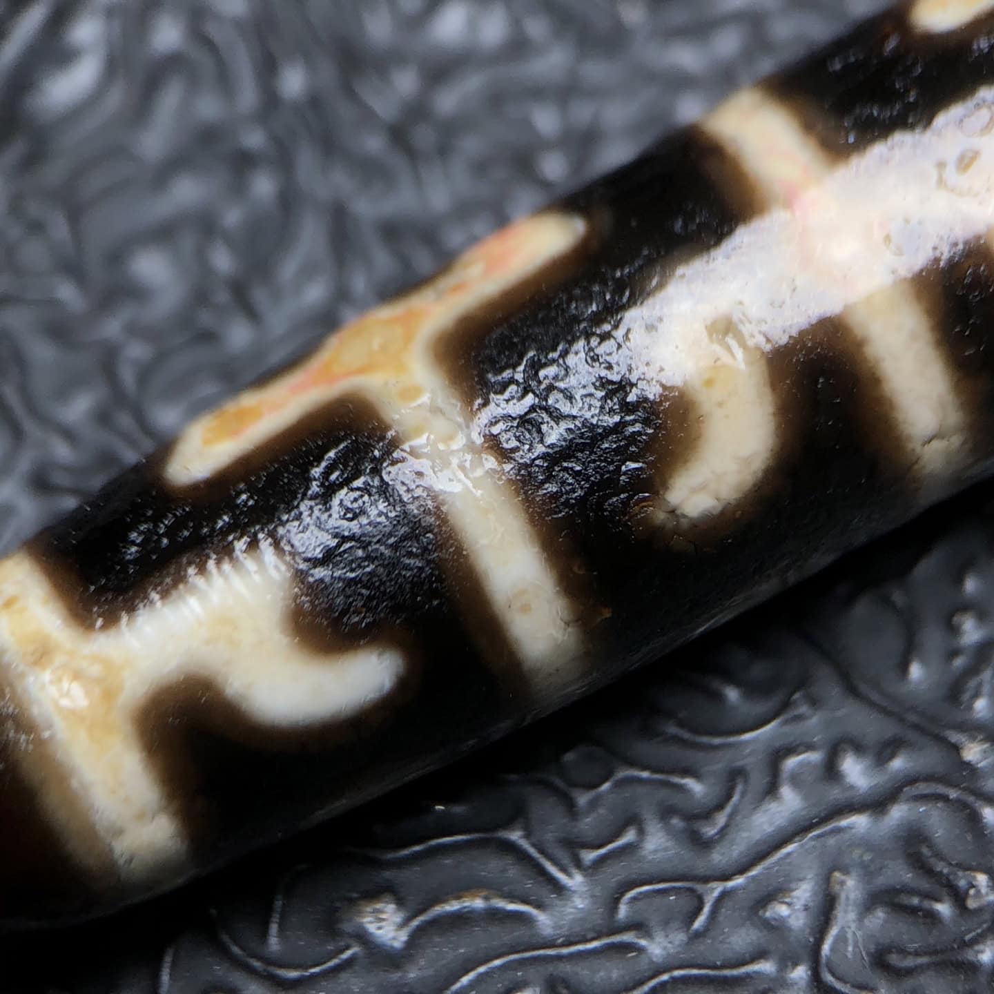 Chinese Natural Jade Carved Dzi beads