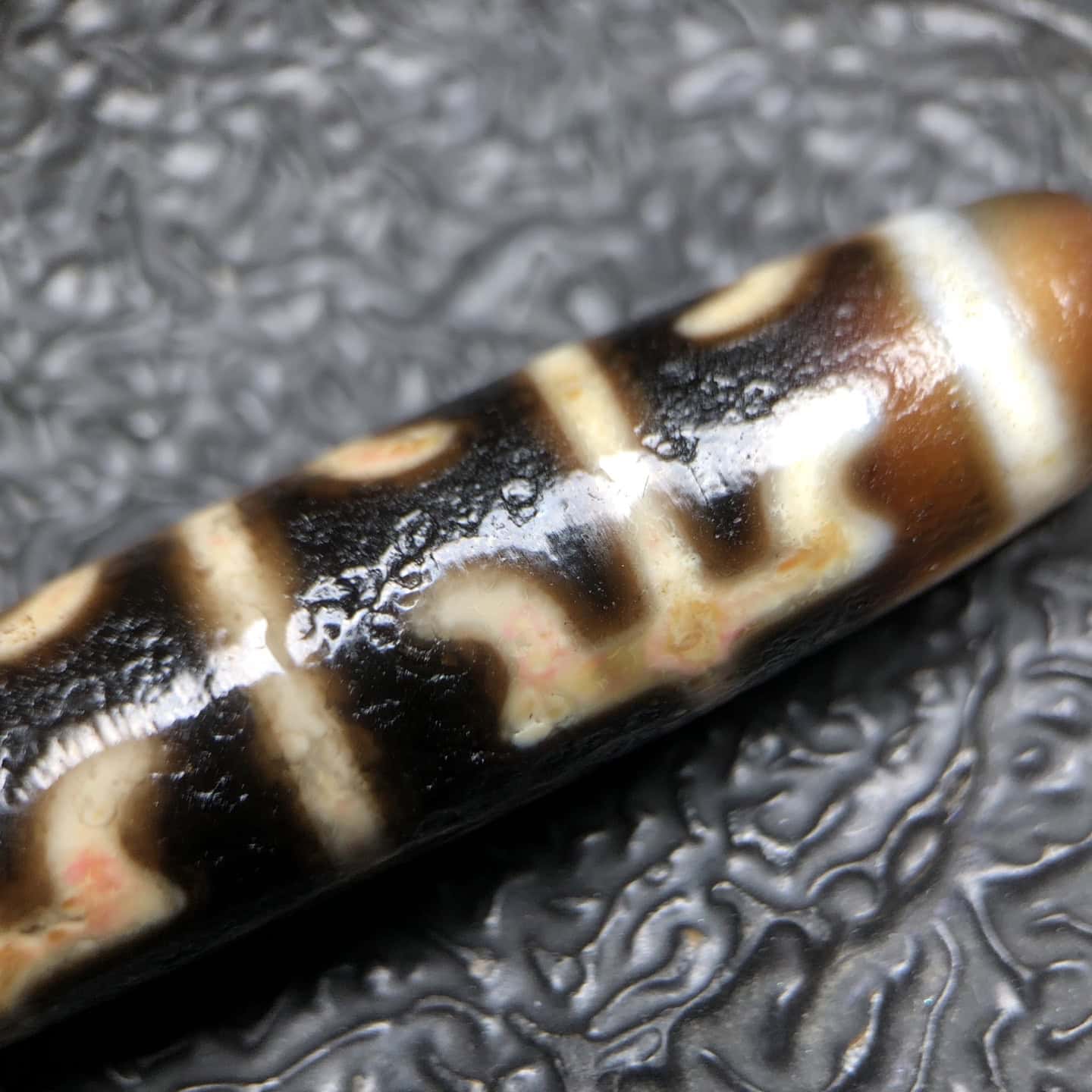 Chinese Natural Jade Carved Dzi beads