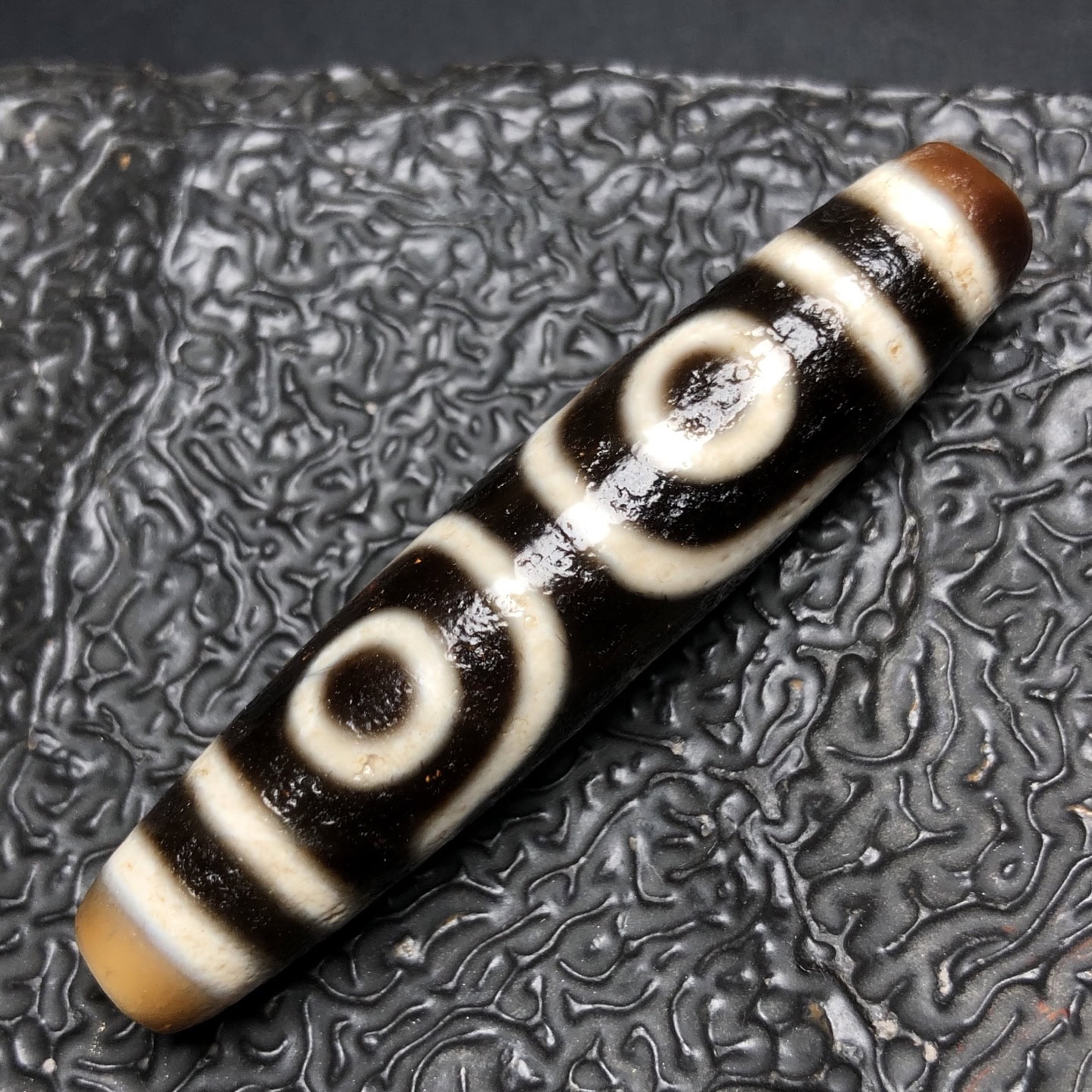 Chinese Natural Jade Carved Dzi beads