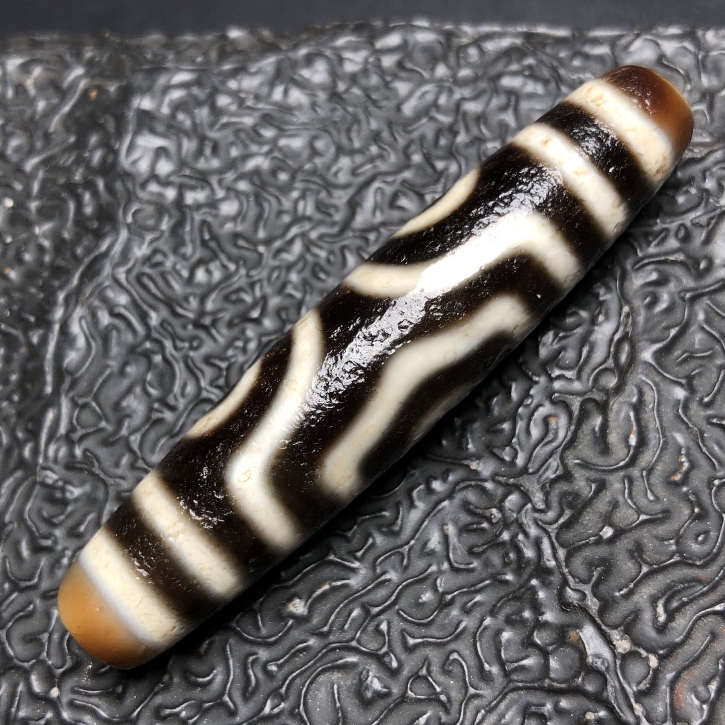 Chinese Natural Jade Carved Dzi beads