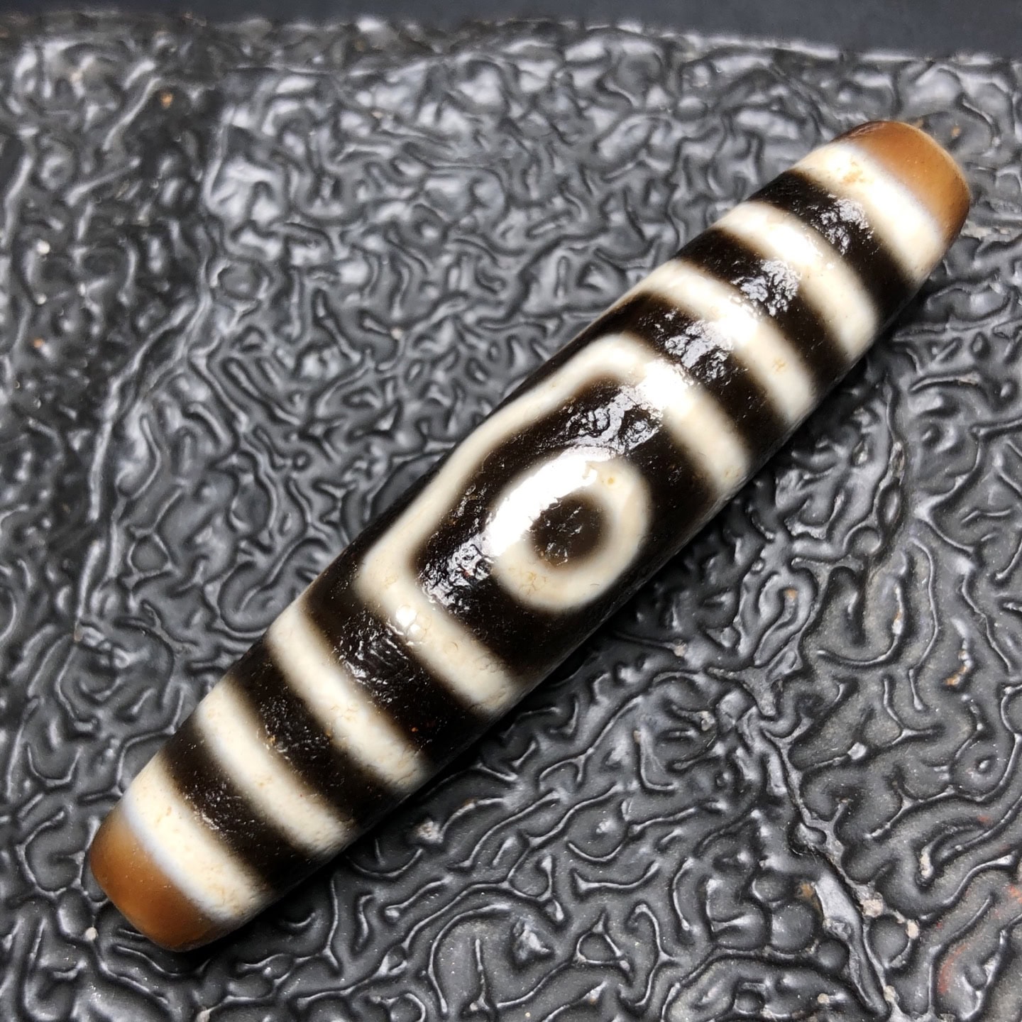 Chinese Natural Jade Carved Dzi beads