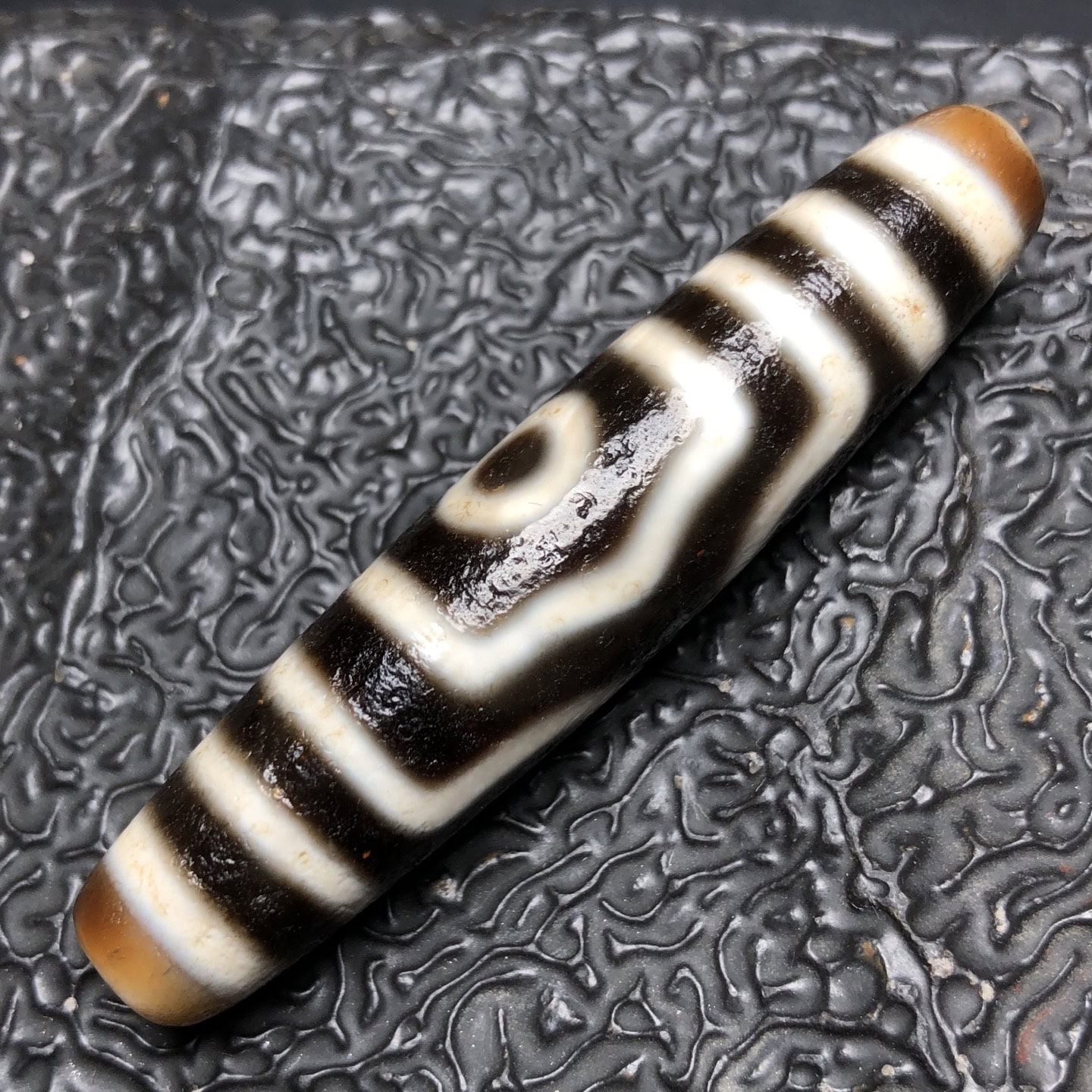 Chinese Natural Jade Carved Dzi beads