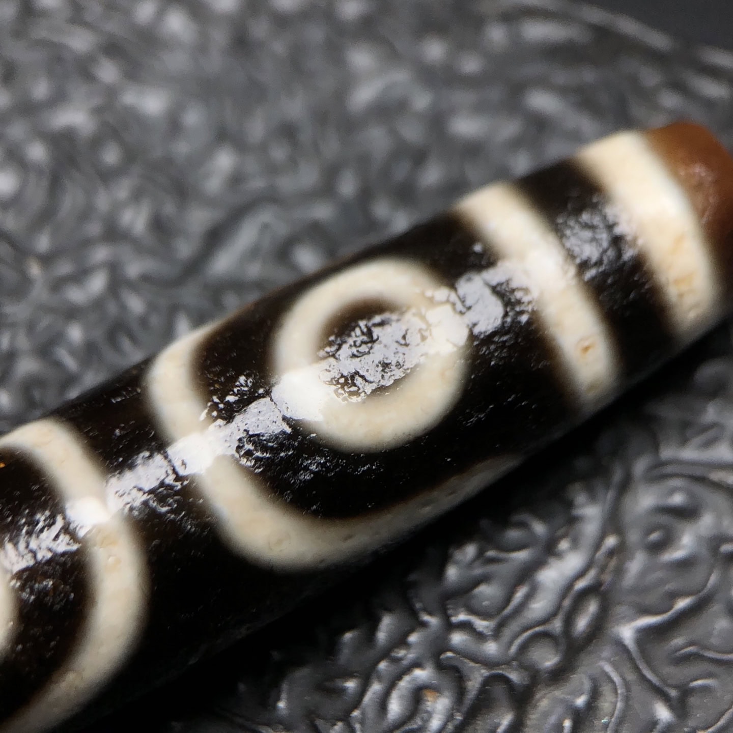 Chinese Natural Jade Carved Dzi beads