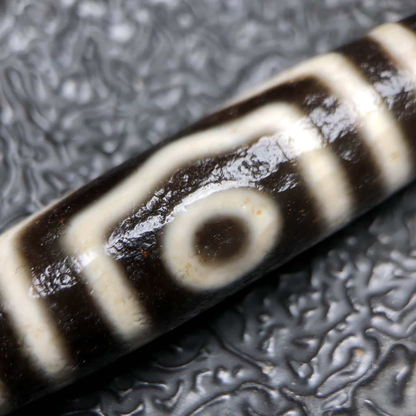 Chinese Natural Jade Carved Dzi beads